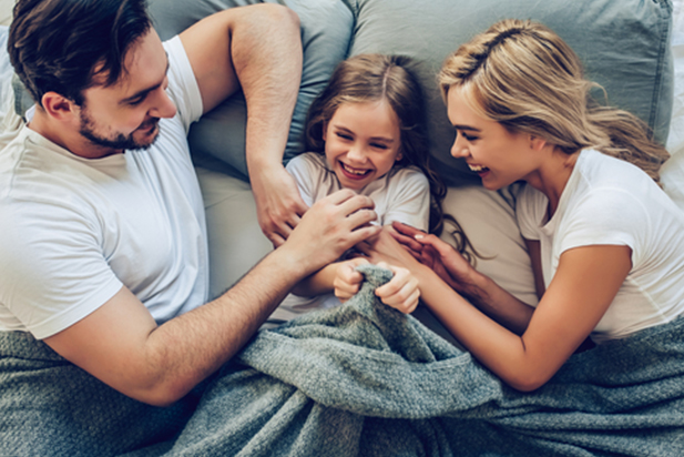 Family in the bedroom