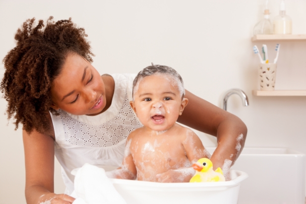 mom and daughter in the bathroom